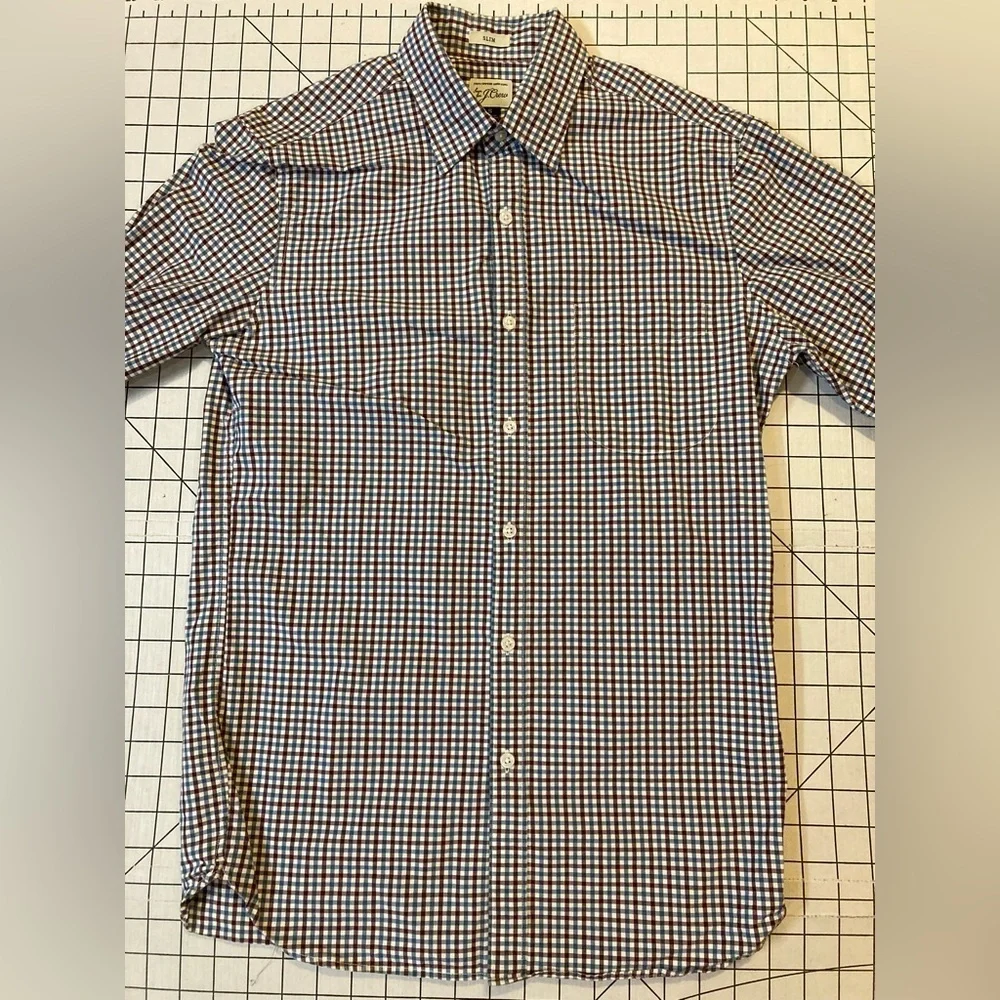 J. Crew Men’s Small Red/Blue Checkered Slim Fit Button‎ Down Shirt
